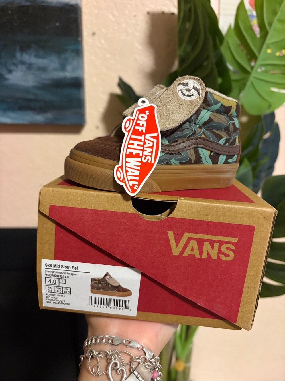 Vans Kids Sk8-Mid Sloth Brown & Green High-Top Sneakers